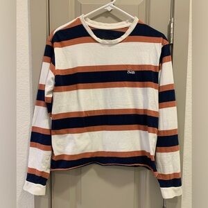 Striped Long Sleeve Shirt - Navy, White, and Orange